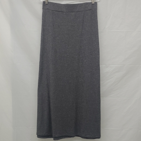 Maxi Skirt Charcoal Gray Soft Stretchy Comfortable Pull On Yoga 2X Flat Waist - Picture 2 of 7